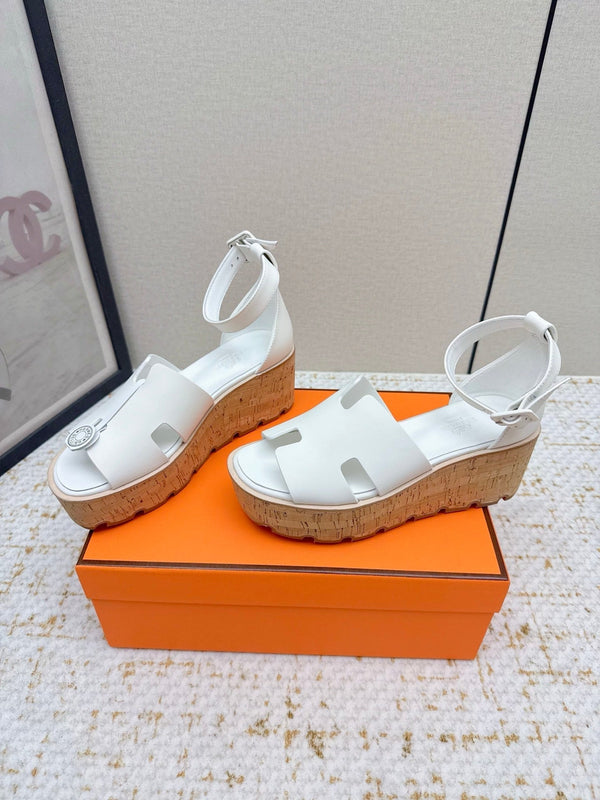 HM Luce 30 Sandal 65mm White Cowhide Cork 477968