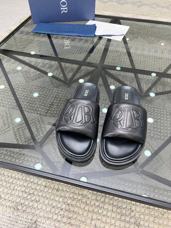 CD AQUA SLIDE SANDAL BLACK CALFSKIN