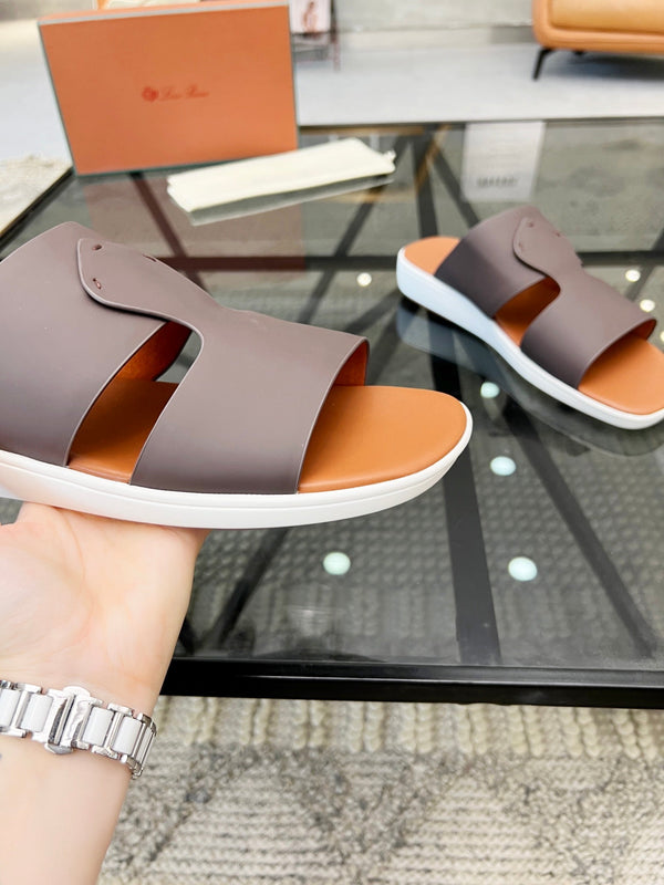 LP CROSSOVER SLIPPERS IN PELLE DI VITELLO CIOCCOLATO