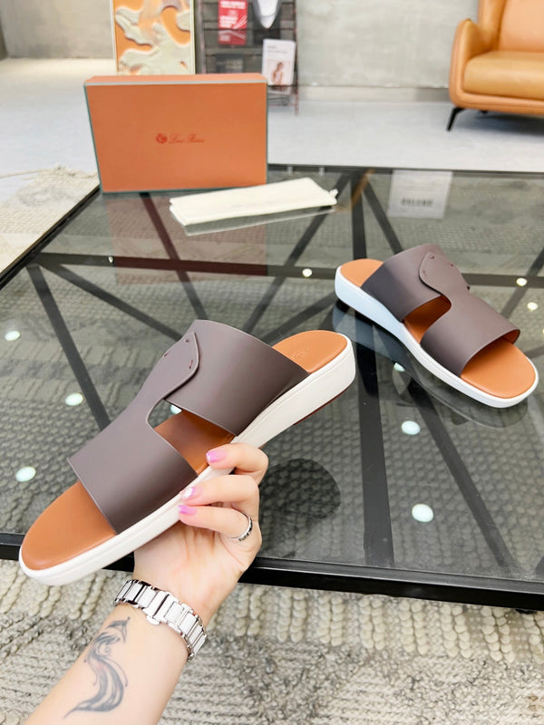LP CROSSOVER SLIPPERS IN PELLE DI VITELLO CIOCCOLATO