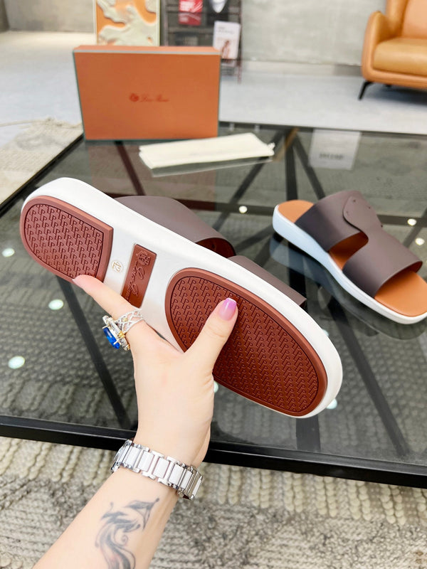 LP CROSSOVER SLIPPERS IN PELLE DI VITELLO CIOCCOLATO