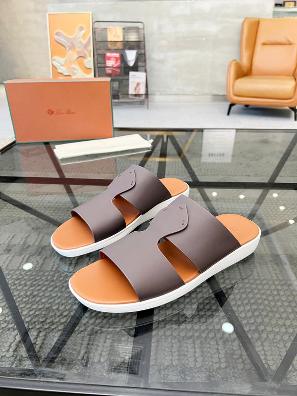 LP CROSSOVER SLIPPERS IN PELLE DI VITELLO CIOCCOLATO