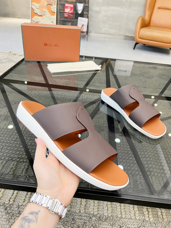 LP CROSSOVER SLIPPERS IN PELLE DI VITELLO CIOCCOLATO