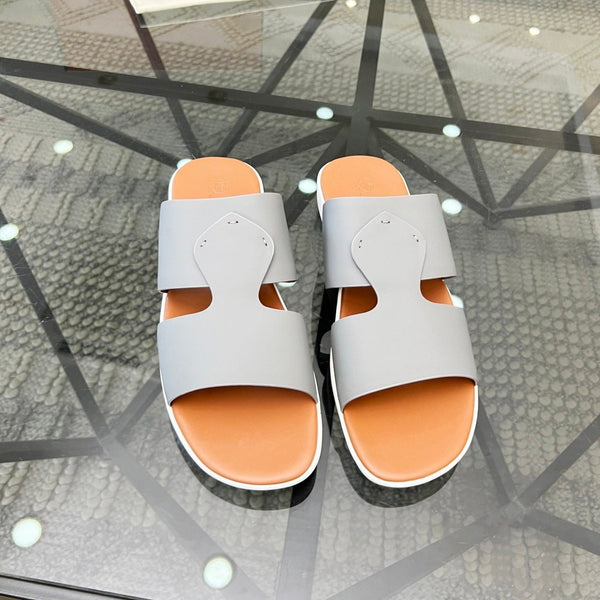 LP CROSSOVER SLIPPERS IN PELLE DI VITELLO GRIGIO CHIARO
