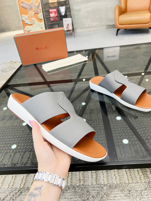 LP CROSSOVER SLIPPERS IN PELLE DI VITELLO GRIGIO CHIARO