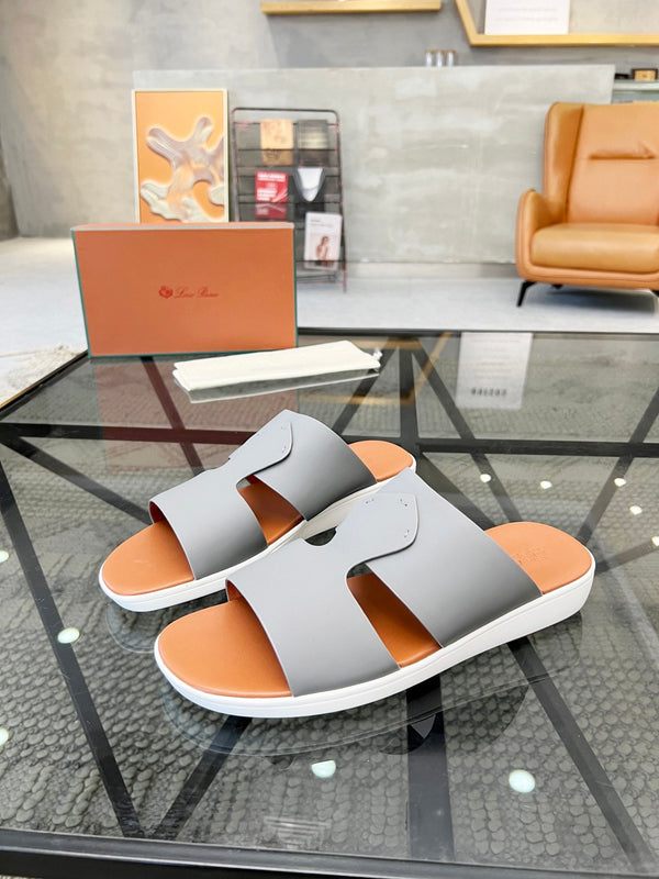 LP CROSSOVER SLIPPERS IN PELLE DI VITELLO GRIGIO CHIARO