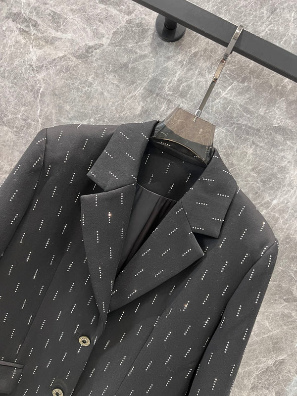 Miu Miu Diamond Short Jacket Black Polyester Cotton