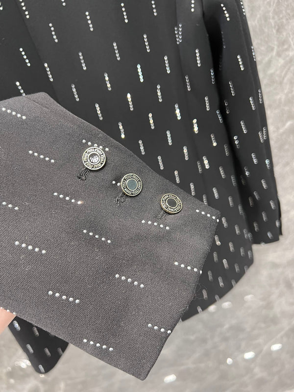 Miu Miu Diamond Short Jacket Black Polyester Cotton