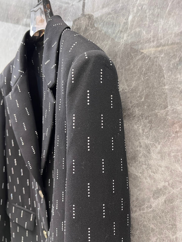 Miu Miu Diamond Short Jacket Black Polyester Cotton