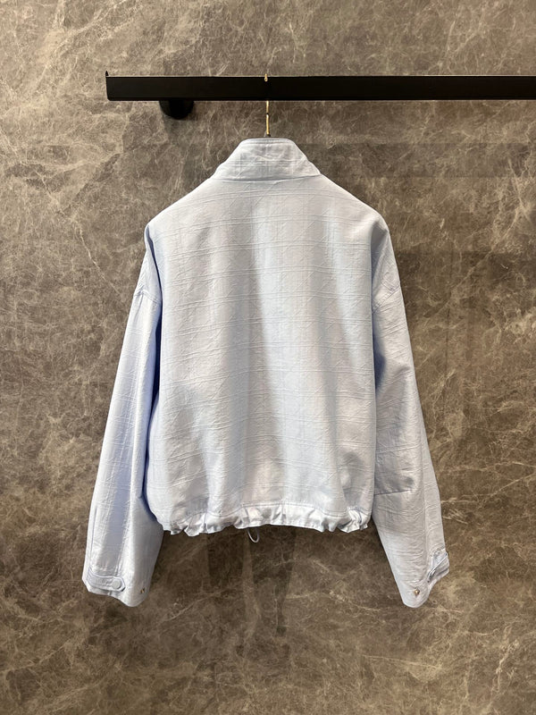 CD 25 Embroidered Zipper Jacket and Shorts Set Blue Tencel Polyamide 215973