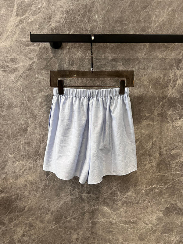 CD 25 Embroidered Zipper Jacket and Shorts Set Blue Tencel Polyamide 215973