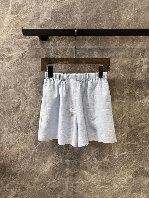 CD 25 Embroidered Zipper Jacket and Shorts Set Blue Tencel Polyamide 215973