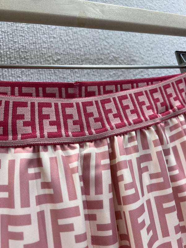 Fendi 25 Wide Leg Pants Pink Polyester Fiber