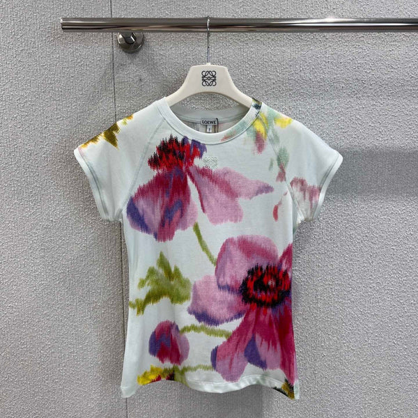 Loewe 25 Floral Ombré Crewneck Short-sleeved T-shirt Cotton Viscose 222659