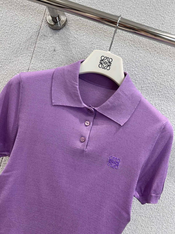 Loewe 25 Short-sleeved Top Purple Cashmere Silk