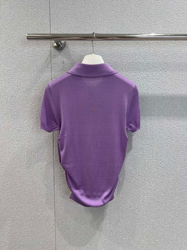 Loewe 25 Short-sleeved Top Purple Cashmere Silk