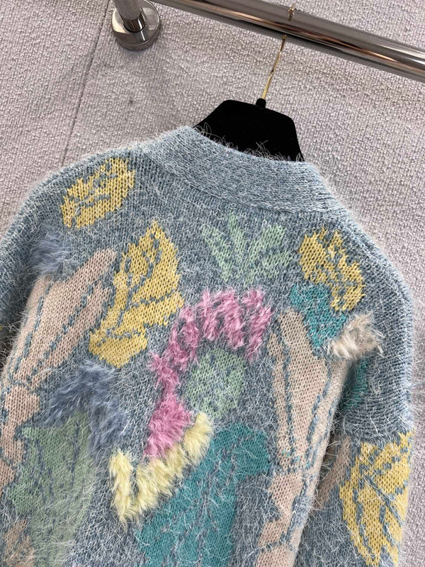 CC Cardigan Multicolor Wool Silk Cashmere