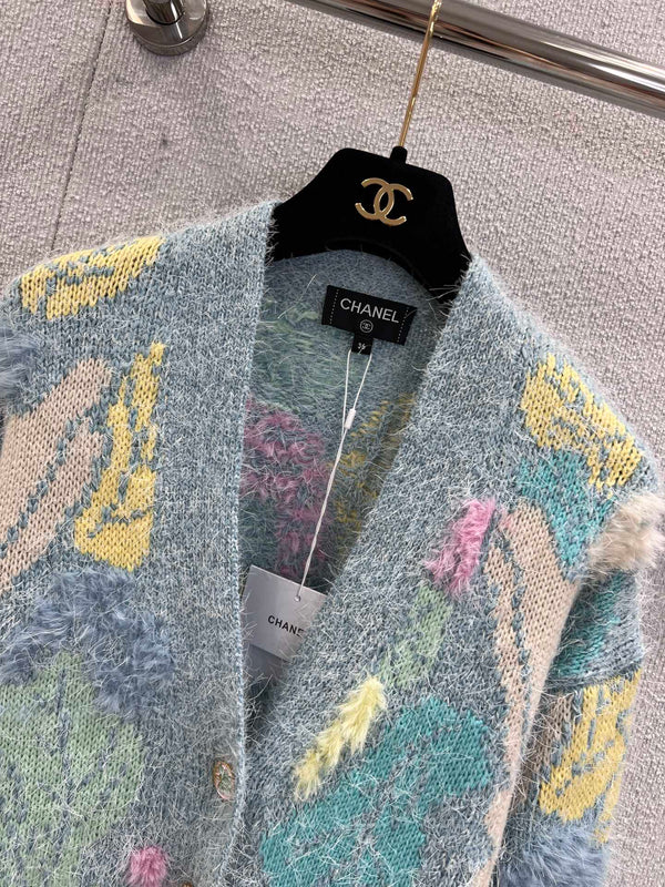 CC Cardigan Multicolor Wool Silk Cashmere