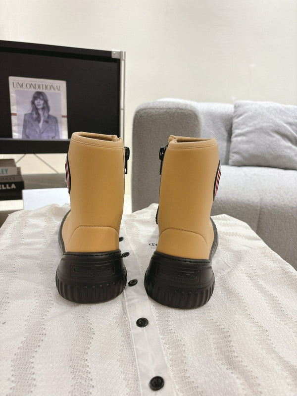 CD Ankle Boots Yellow Beige Elastic Fabric