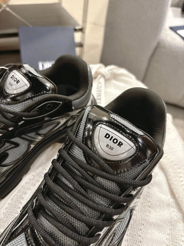 CD B30 Sneakers Patent Black Silver Gray Technology Fabric 438320