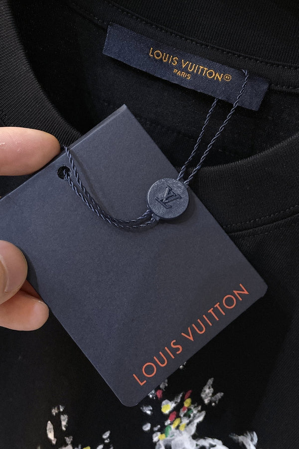 T-SHIRT LV NERA MISTO COTONE COLORATO 239607