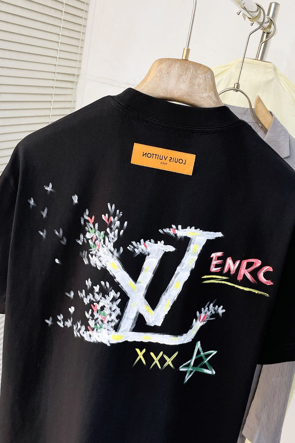 T-SHIRT LV NERA MISTO COTONE COLORATO 239607