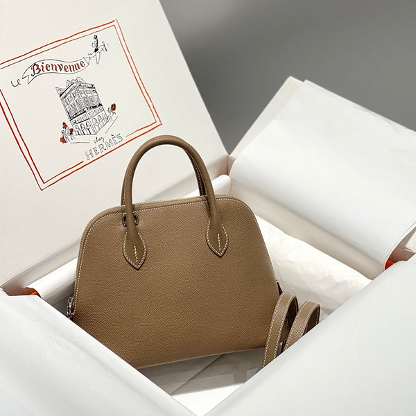 HM Bolide 25 Pelle Epsom marrone pastello con hardware argento 237392