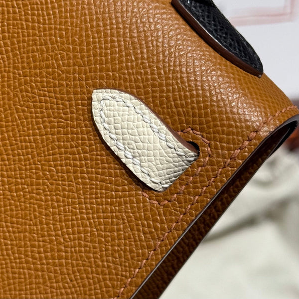 HM Mini Kelly 19 Golden Brown mix Black Epsom 243107