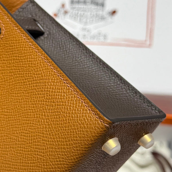 HM Mini Kelly 19 Golden Brown Epsom 243116