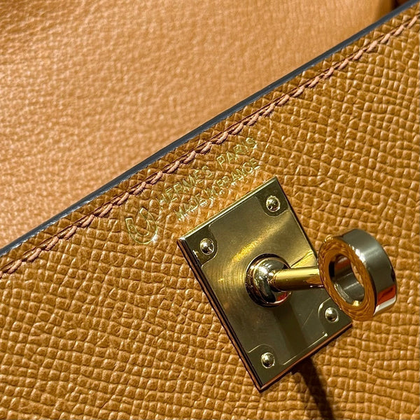 HM Mini Kelly 19 Golden Brown Epsom 243116