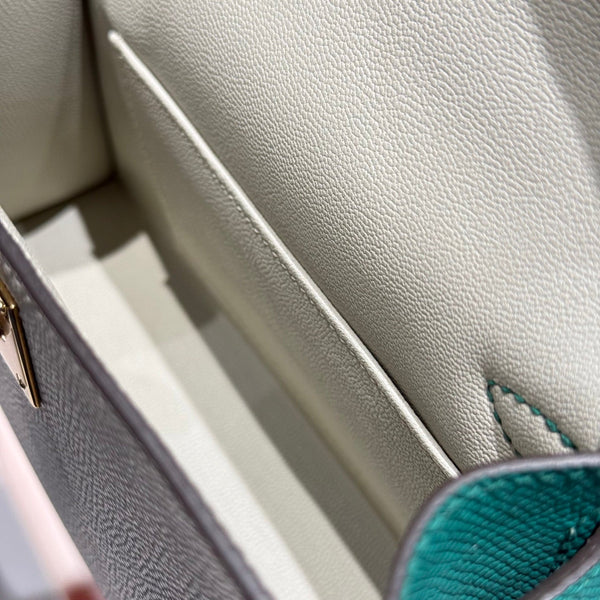 HM Mini Kelly 19 Grigio Perla Epsom 243140