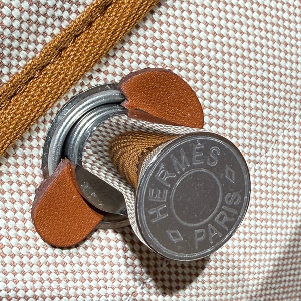 HM Mini Herbag Silver Buckle 20 Beige Canvas and Hunter Cowhide 243216