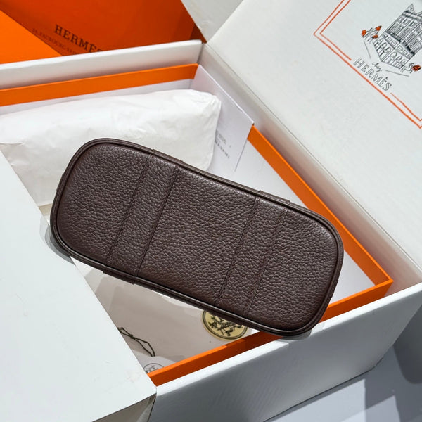 HM Garden Party Mini 23cm Bag Chocolate Togo Cream Canvas