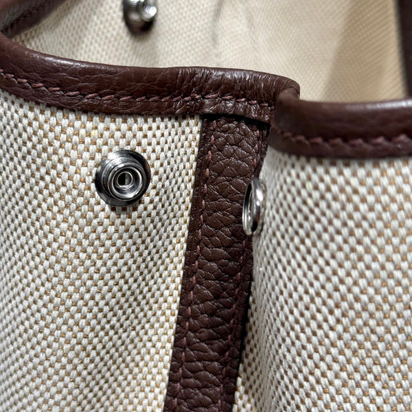 HM Garden Party Mini 23cm Bag Chocolate Togo Cream Canvas