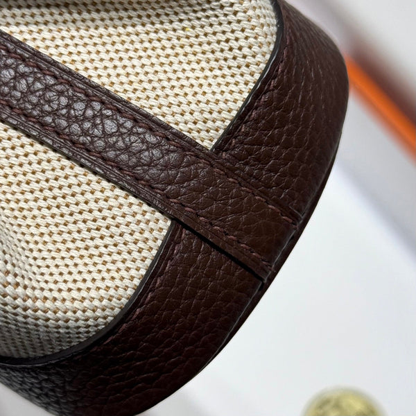 HM Garden Party Mini 23cm Bag Chocolate Togo Cream Canvas