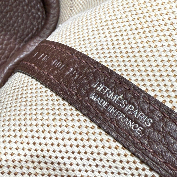 HM Garden Party Mini 23cm Bag Chocolate Togo Cream Canvas