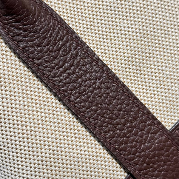 HM Garden Party Mini 23cm Bag Chocolate Togo Cream Canvas