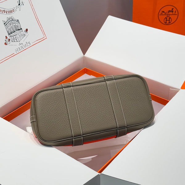 HM Garden Party 30cm Bag Etoupe Togo Orange Canvas