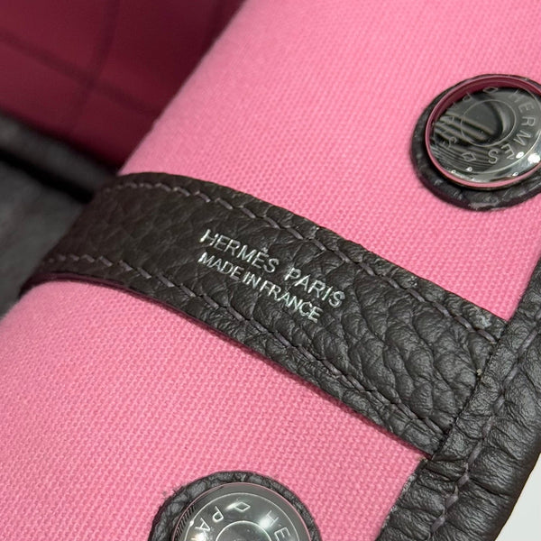 HM Garden Party 30cm Bag Etoupe Clemence Togo Red Canvas