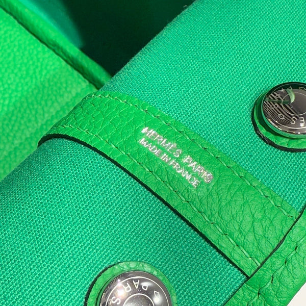 HM Garden Party 30cm Bag Green Togo Blue Canvas