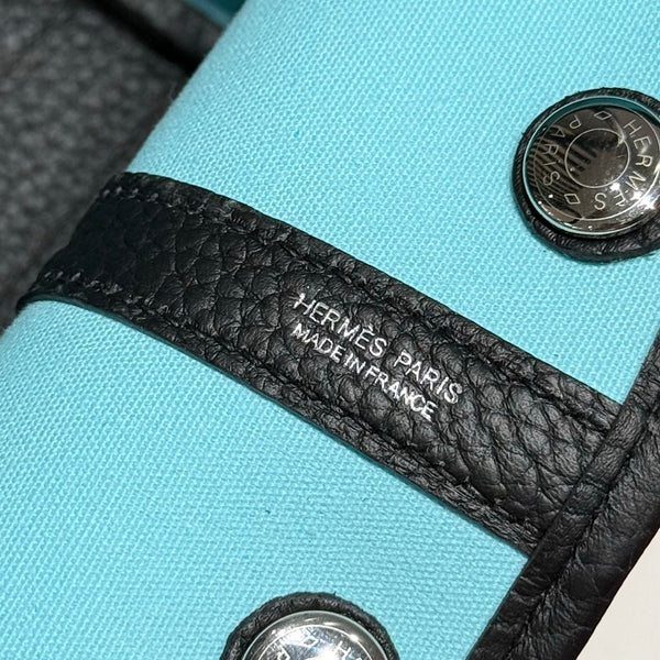 HM Garden Party 30cm Bag Black Togo White Canvas