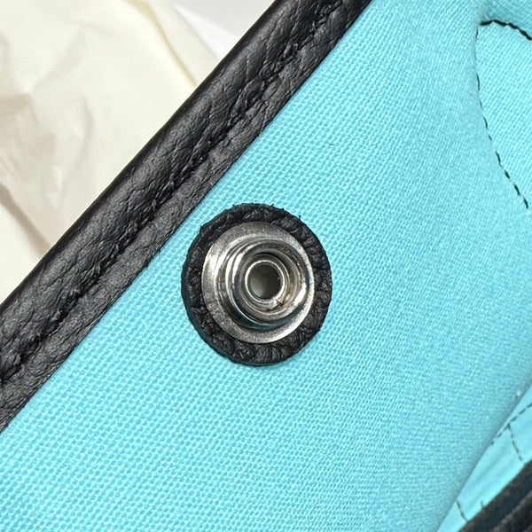 HM Garden Party 30cm Bag Black Togo White Canvas