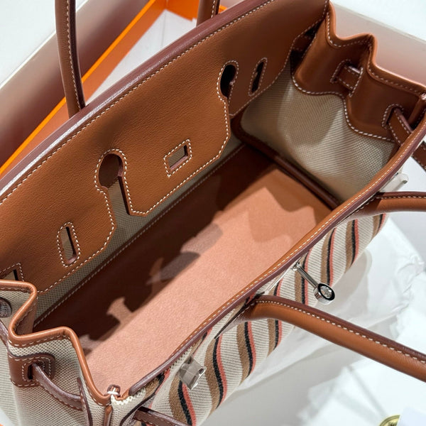 HM Shoulder Birkin 29cm Gold Brown Swift Cowhide Toile H Shw 249923