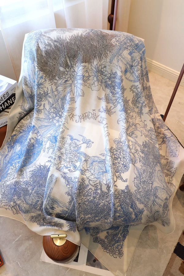 SCARF 140 IN ELECTRIC BLUE SILK