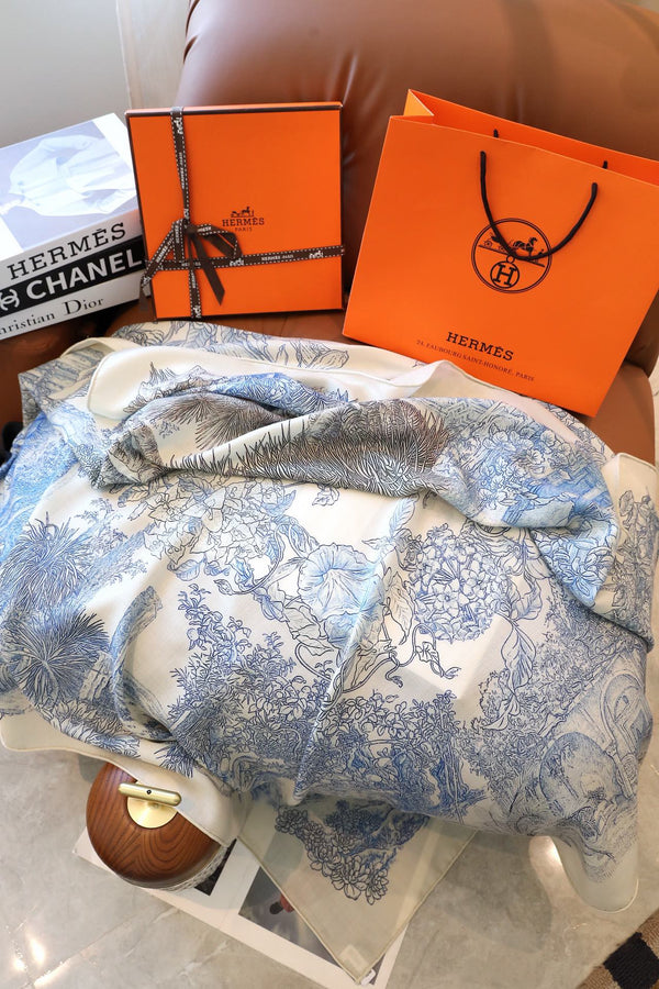 SCARF 140 IN ELECTRIC BLUE SILK