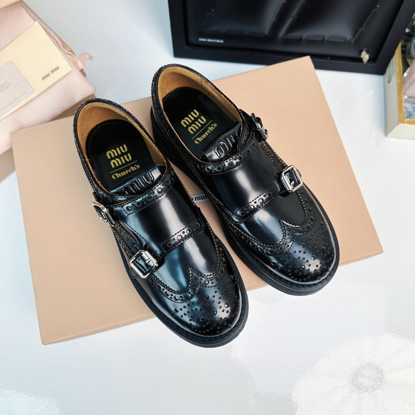 Church's X Miu Loafers Classic Black Calfskin