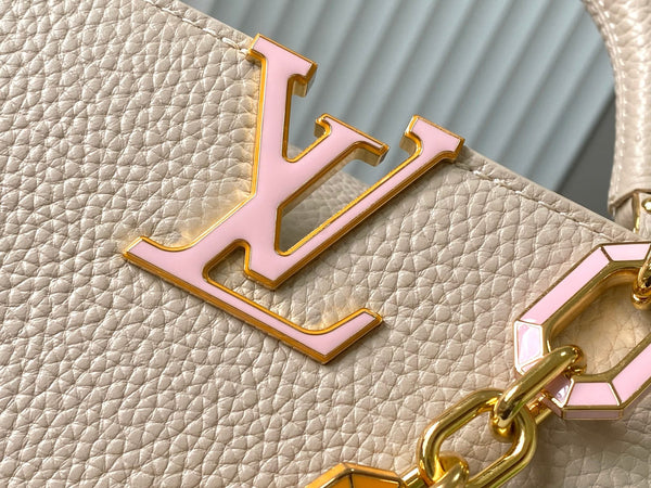 CAPUCINES BB 27CM BEIGE TAURILLON LEATHER