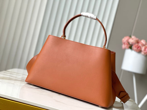 CAPUCINES GM 38CM BROWN ORANGE TAURILLON LEATHER