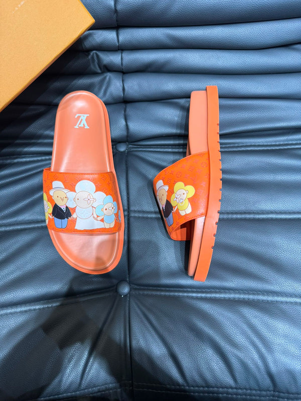 PANTOFOLE LV IN PELLE DI VITELLO MONOGRAMMA ARANCIONE CAROTA