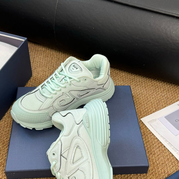 Sneaker CD e Stone Island B30 in pelle di vacchetta turchese chiaro e tessuto a rete in poliestere